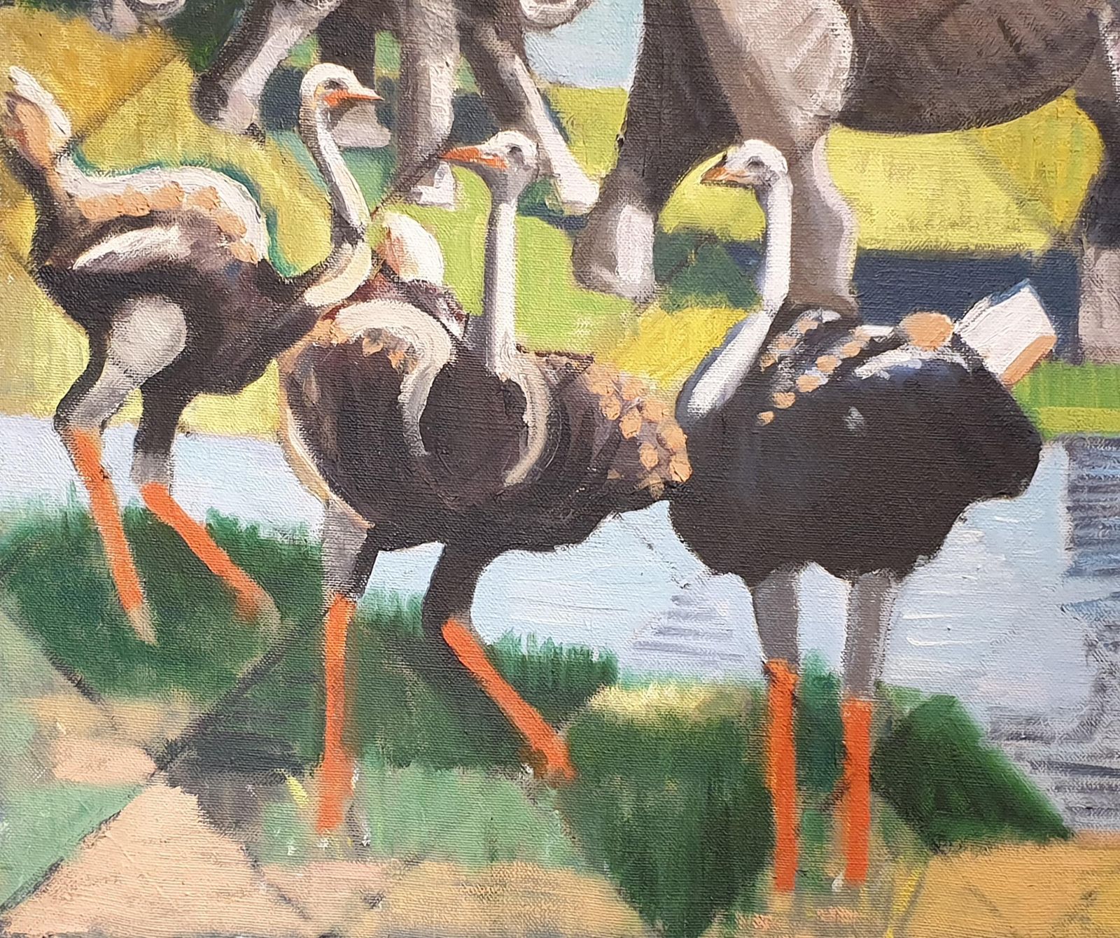 Derek Carrutherslarge Scale Surrealist Oil On Canvas, 'At The Watering Hole'. photo 4932.0