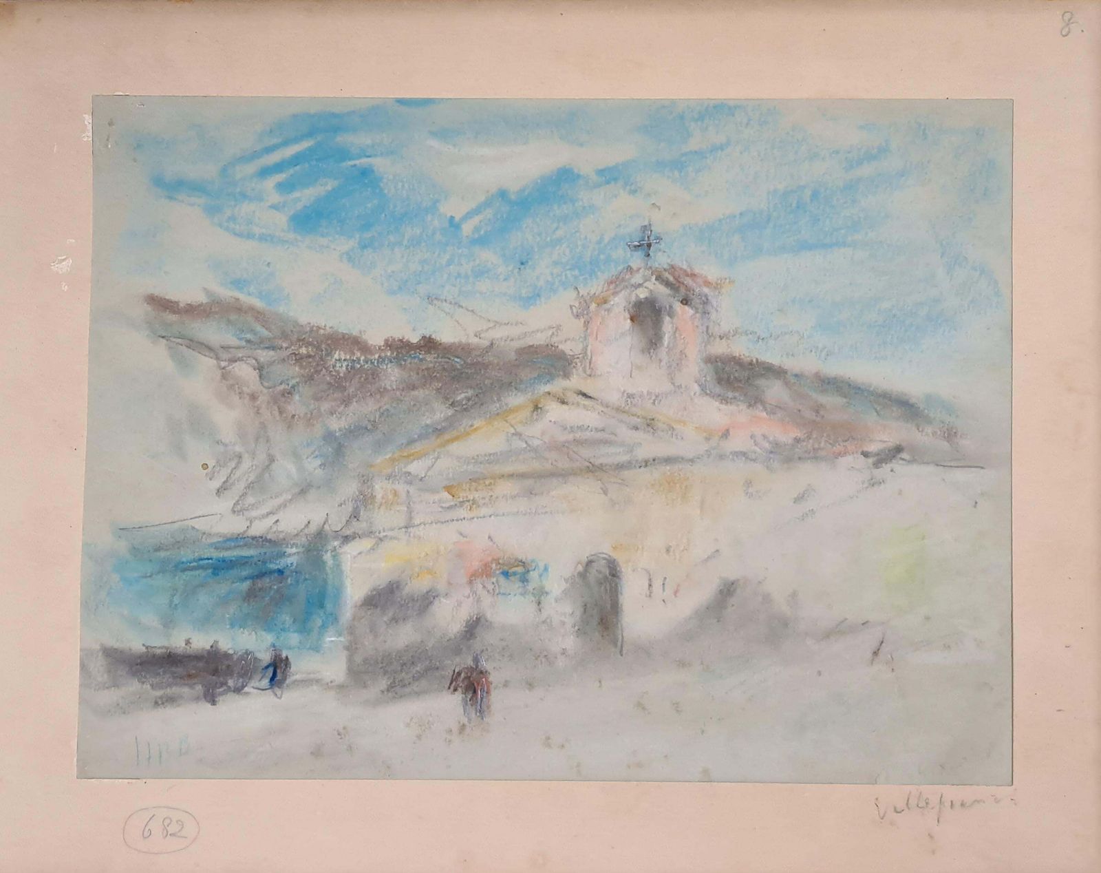 Hercules Brabazon Brabazonpastel & Pencil On Paper.The Chapel Saint Pierre, Villefranche, South Of France.1860s photo buy