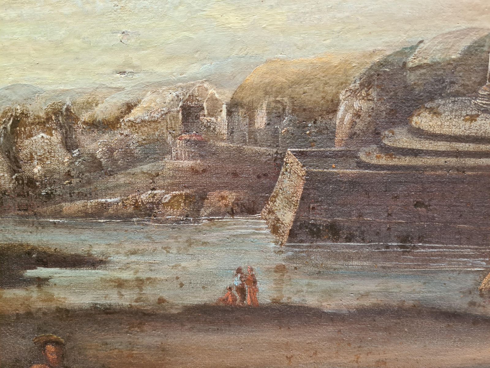 Large Grand Tour 18th Century Capriccio Painting Roman Ruins After Gennaro Greco photo Art