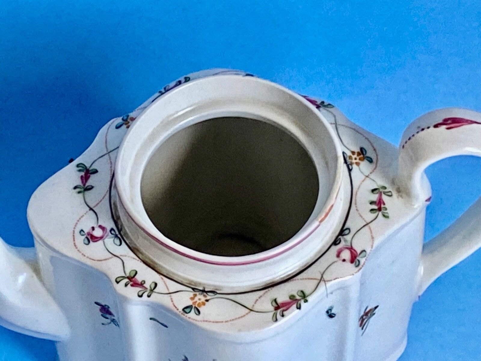 Early 19th Century New Hall Porcelain Floral Teapot photo vintage