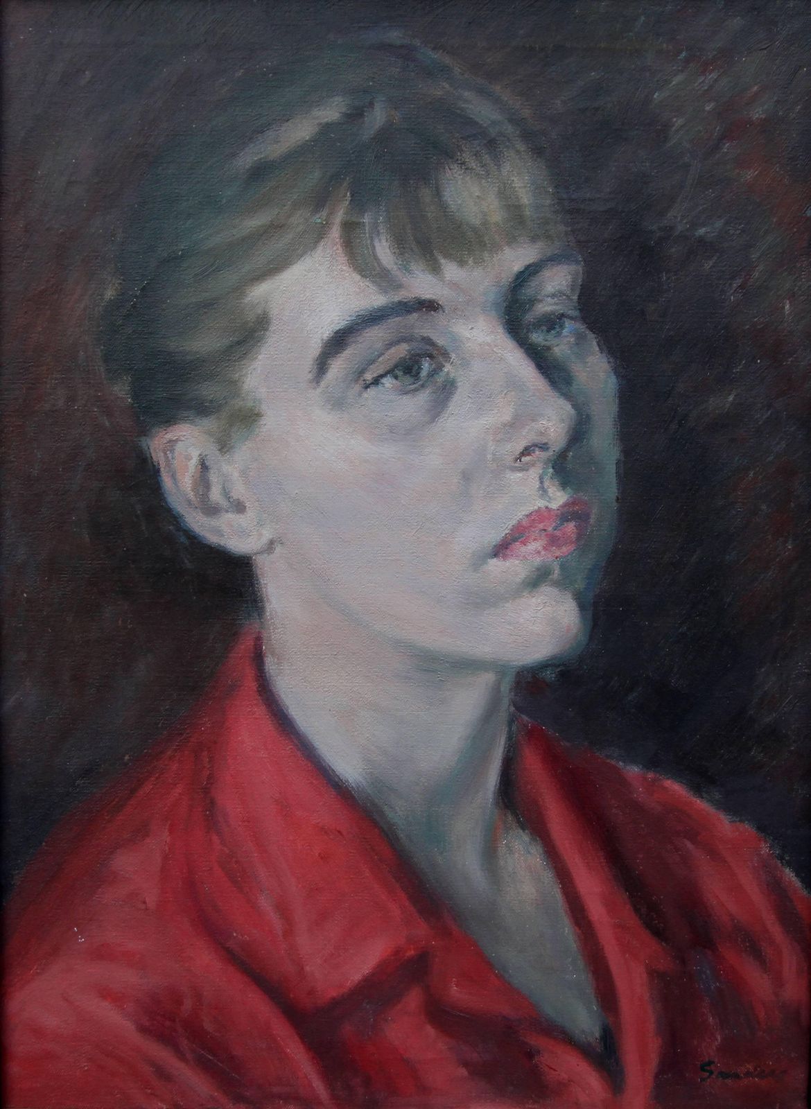 Christopher Sanderslady In Red   British Impressionist Oil Painting Portrait   Royal Academy Artistcirca 1960 photo furniture