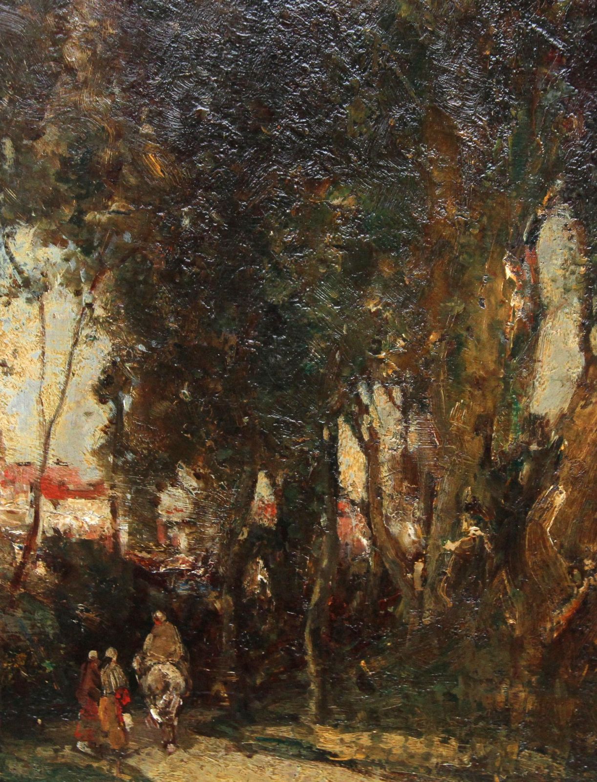 Joseph Vickers De Villevillage Gossip   British Early 20th Century Art Wooded Landscape Oil Painting 1914 photo for sale