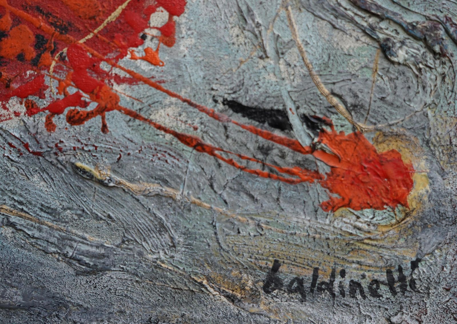 Armando Baldinelliorange Abstract   Italian/South African Sixties Abstract Art Oil Paintingcirca 1960 photo vintage