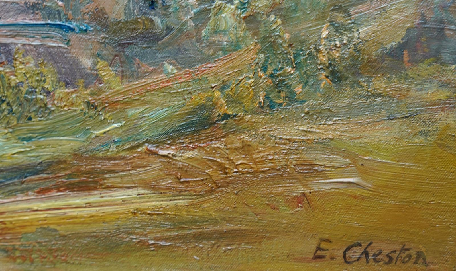 Evelyn Chestonthe Landslip Coastal View   British 1920s Art Landscape Oil Painting Neac Artistcirca 1920 photo vintage