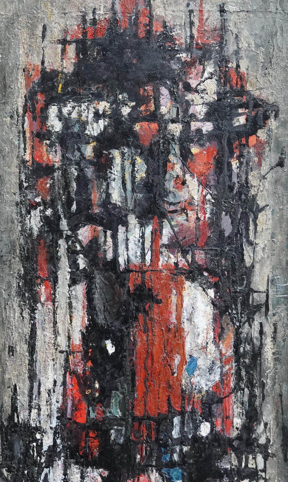 Armando Baldinelliblack White Orange Abstract   Italian/South African Art Fifties Oil Painting Circa 1958 photo for sale