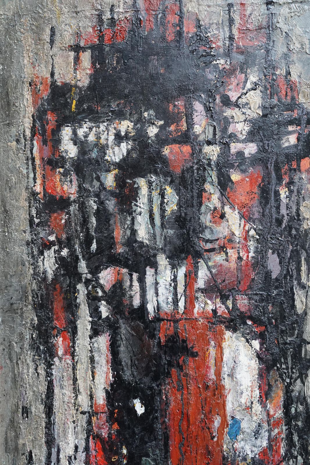 Armando Baldinelliblack White Orange Abstract   Italian/South African Art Fifties Oil Painting Circa 1958 photo Art