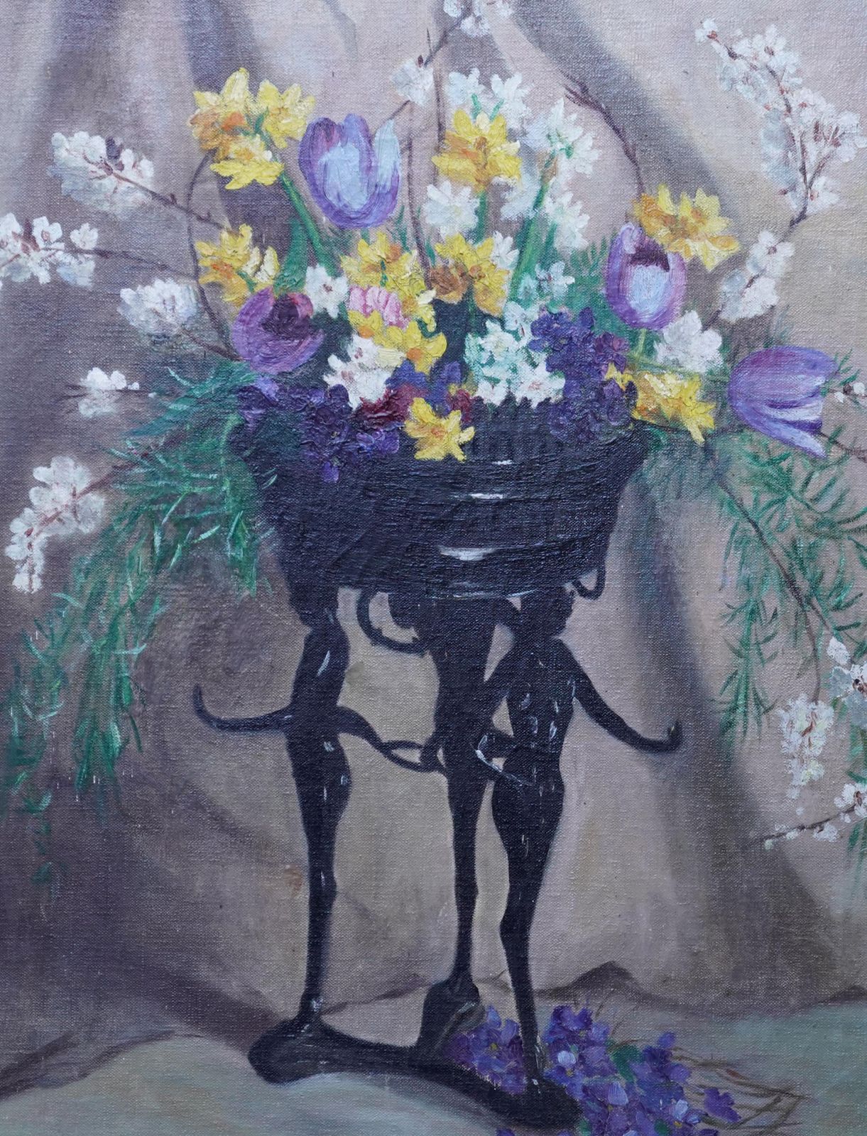 Frank Rashleighart Deco Spring Flowers   British 1930's Art Floral Still Life Oil Paintingcirca 1937 photo for sale