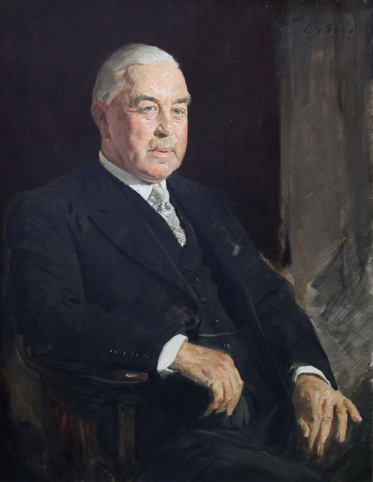 Reginald Grenville Evesportrait Of A Gentleman   British 30's Art Slade School Artist Oil Painting  1939 photo furniture