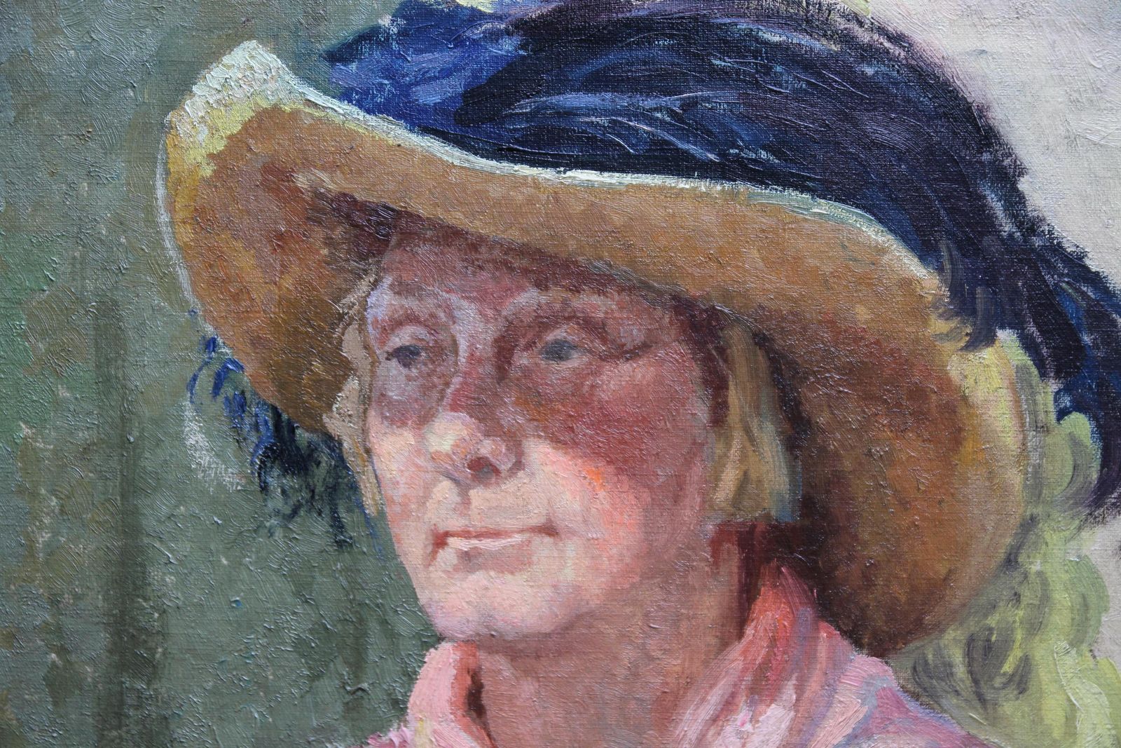 Constance Anne Parkerportrait Of A Lady In A Hat   British 50's Art Oil Painting Female Artistcirca 1955 photo Art