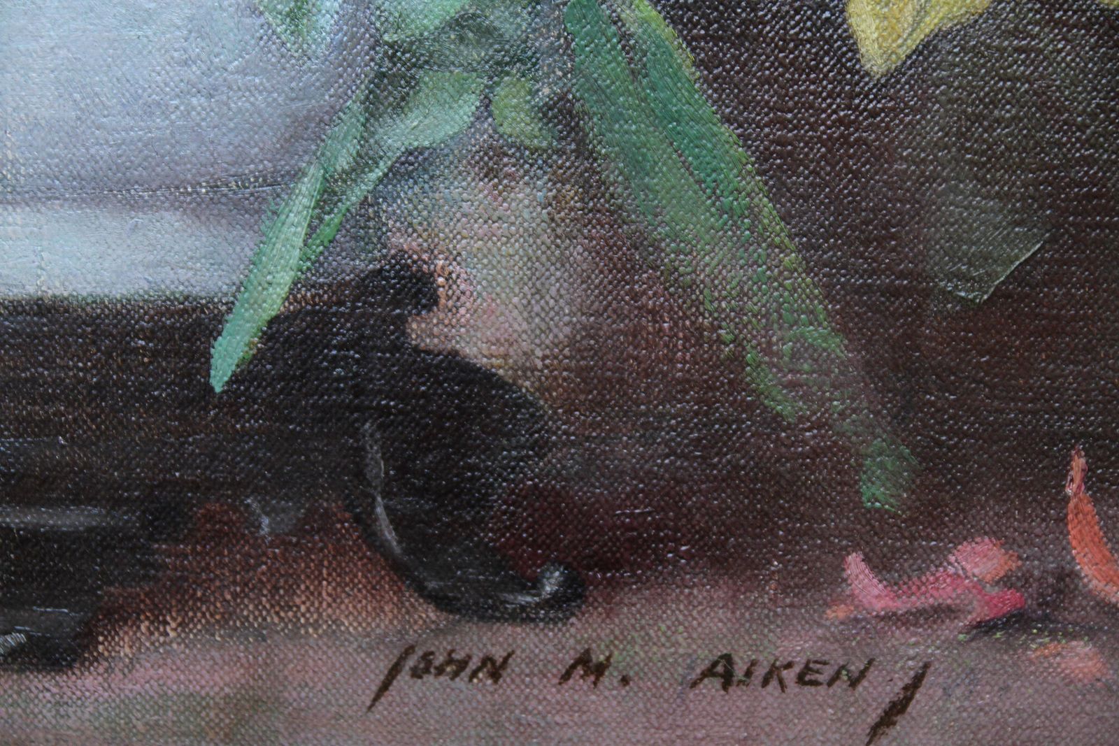 John Aikenscottish Floral   Scottish Art 1920's Oil Painting Still Life Floral Arangementcirca 1925 photo 2652.0