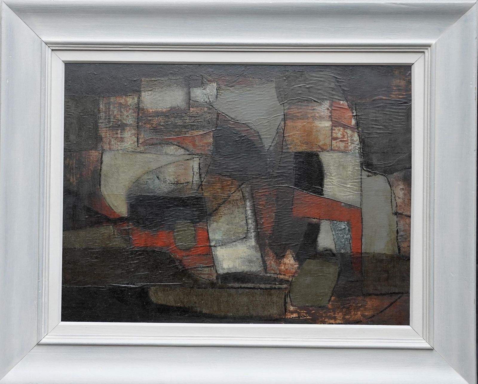 Art Borge Herman Hansenabstract Composition   Rock Fragment   Danish 1961 Abstract Art Oil Painting1961 photo