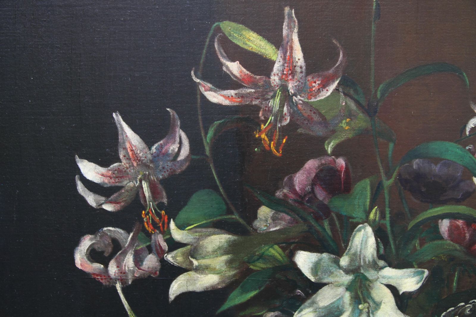 Margaret Evangeline Wilsonfloral Arrangement   British Art 1920's Oil Painting Still Life Lilies Flowerscirca 1925 photo 3035.0