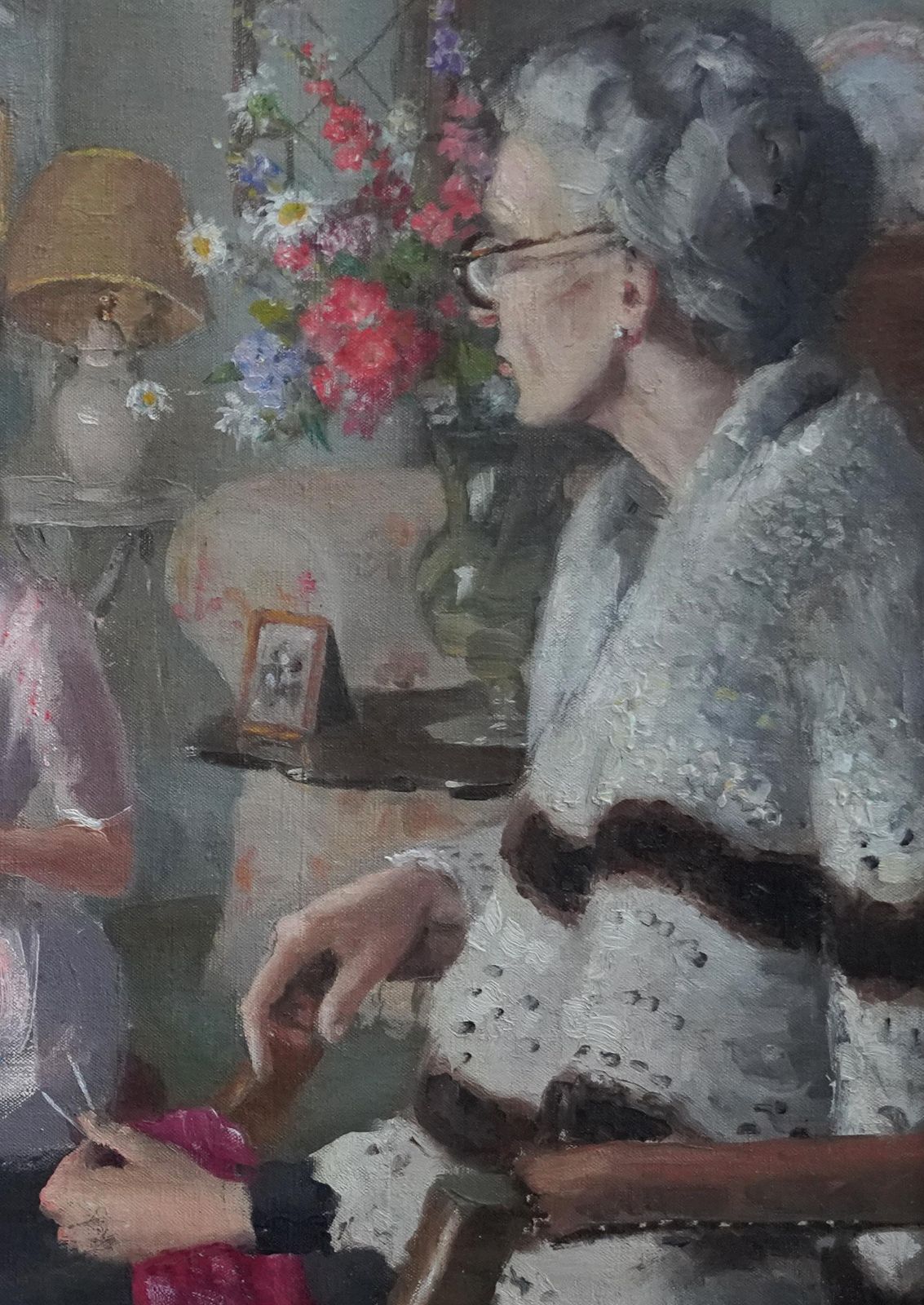Anthony Devasgrandma And Grand Daughter In An Interior   British 40's Portrait Oil  Paintingcirca 1940 photo Art