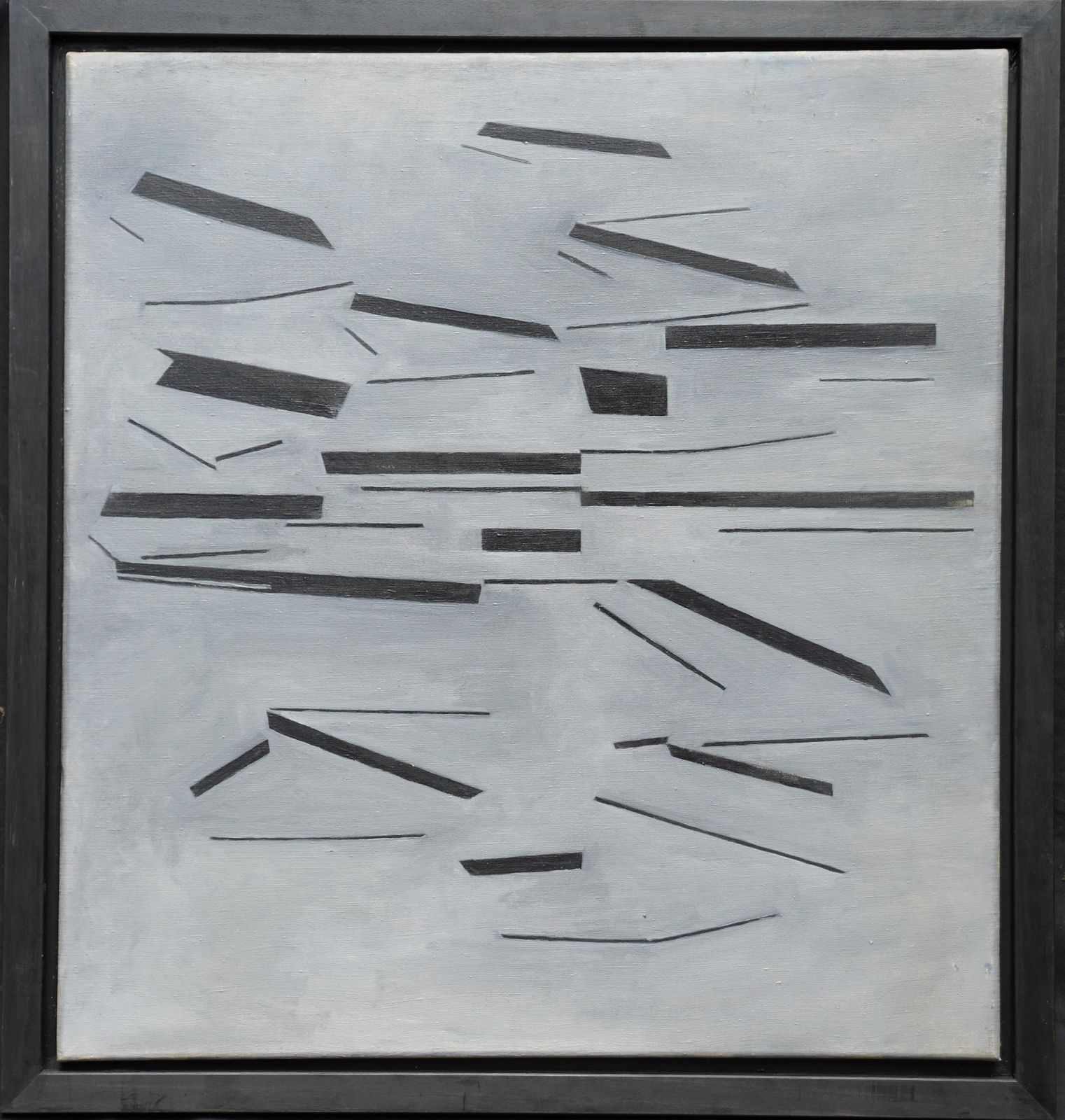 Penelope Ellisblack On Grey Conceptual Abstract   British 60's Conceptual Art Oil Painting1963