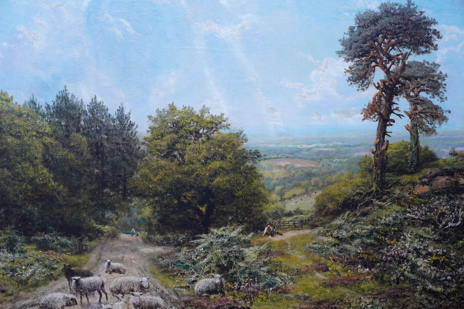George William Motesheep In A Surrey Landscape   British Victorian Art Sunny Landscape Oil Paintingcirca 1870 photo for sale