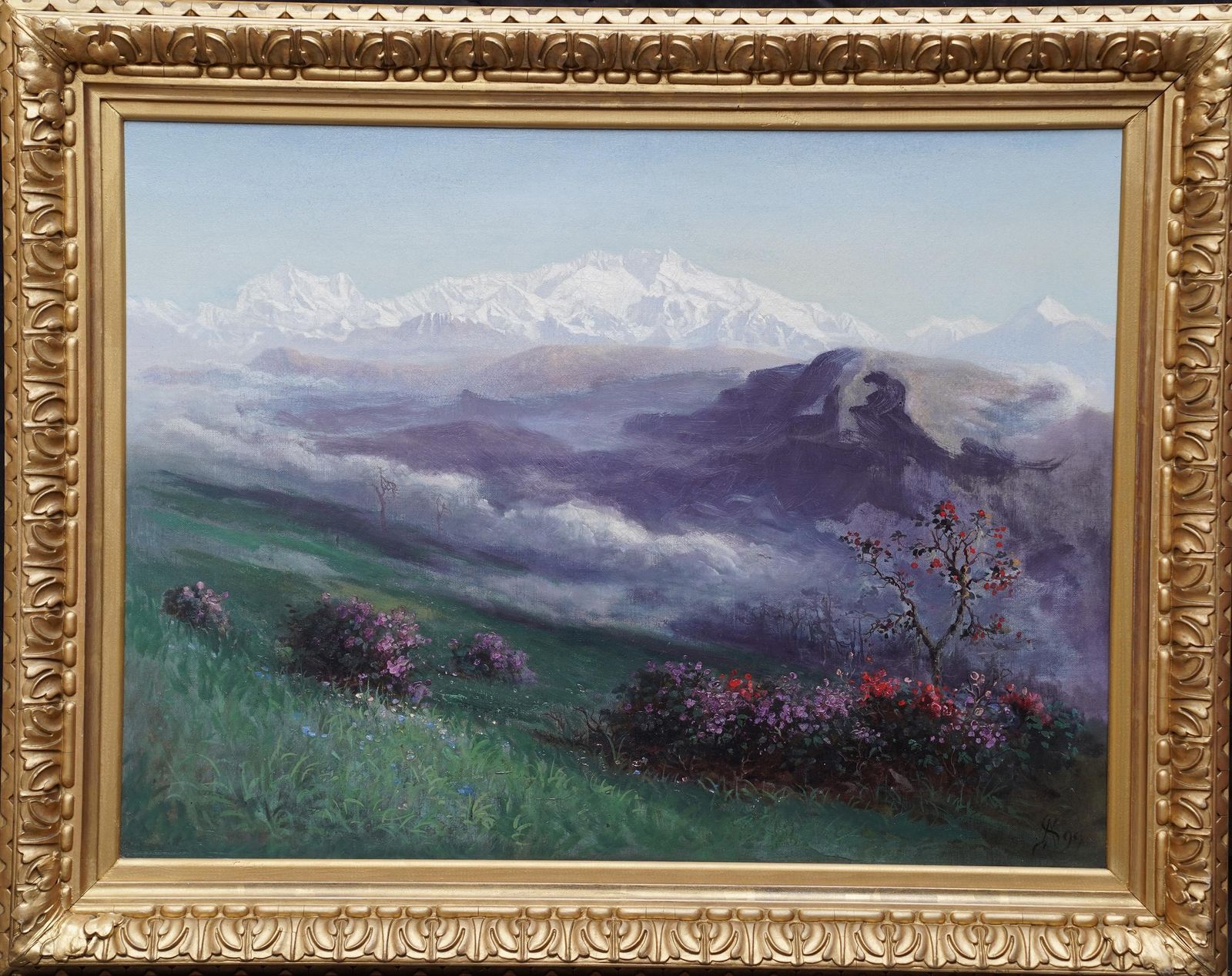 Arthur Severnlandscape With Distant Mountains   British Victorian Art Landscape Oil Painting 1899