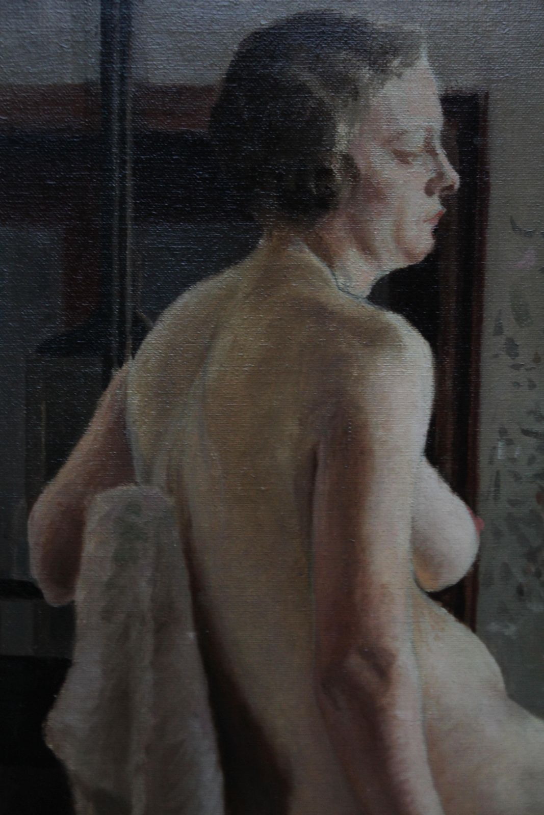 E.A. Jaynude In Life Class With Green Shoes   British 40's Slade School Art Oil Paintingcirca 1940 photo buy