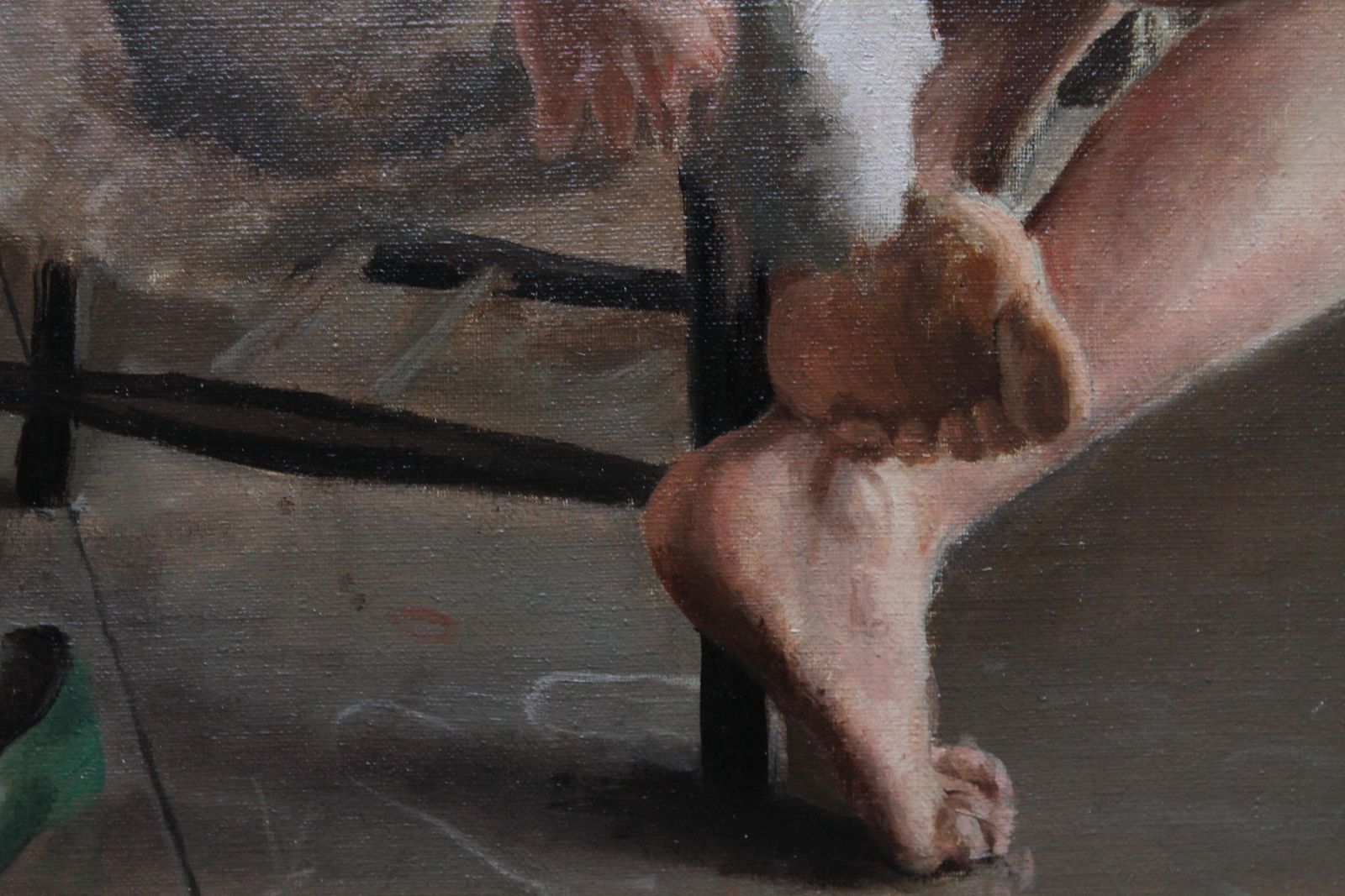 photo furniture E.A. Jaynude In Life Class With Green Shoes   British 40's Slade School Art Oil Paintingcirca 1940