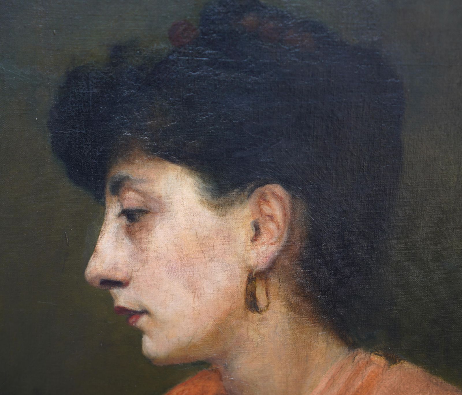 Ursula Wood (Att)portrait Of A Lady In Orange Shawl   British Edwardian Art Portrait Oil Paintingcirca 1910 photo 3826.0