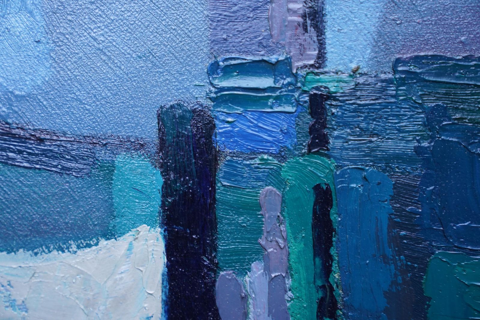 Peter L. Fieldblue Yellow Abstract   British Sixties Abstract Art Oil Paintingcirca 1960 photo Art