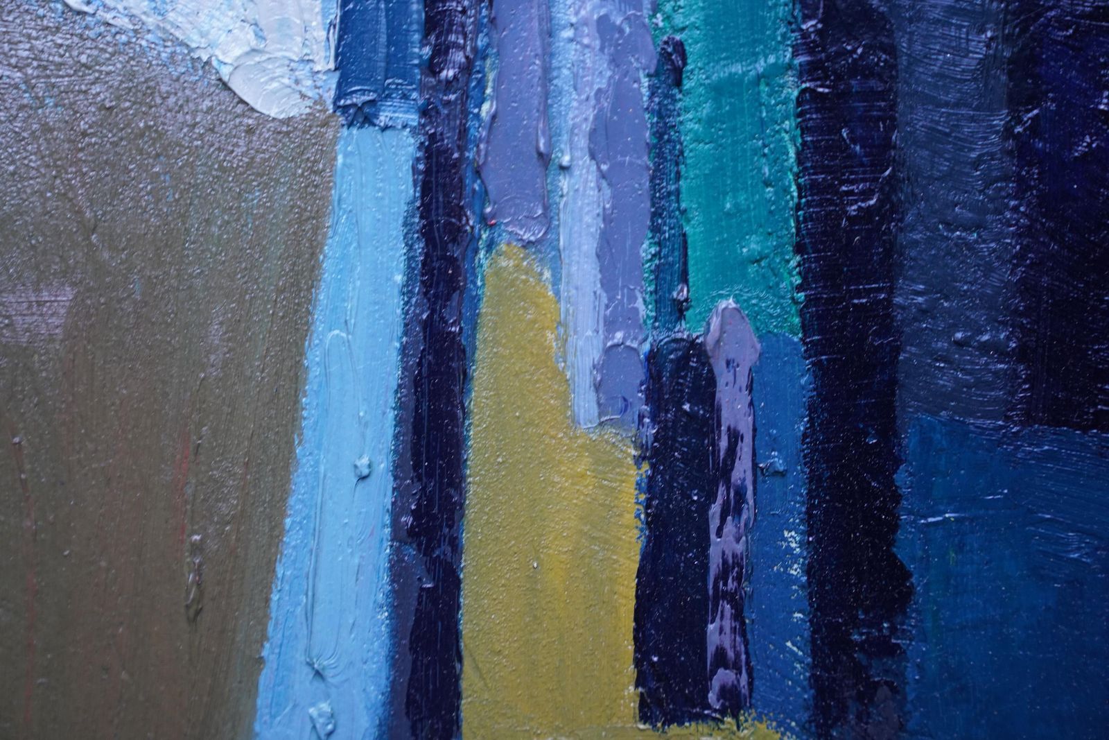 Peter L. Fieldblue Yellow Abstract   British Sixties Abstract Art Oil Paintingcirca 1960 photo 3673.0