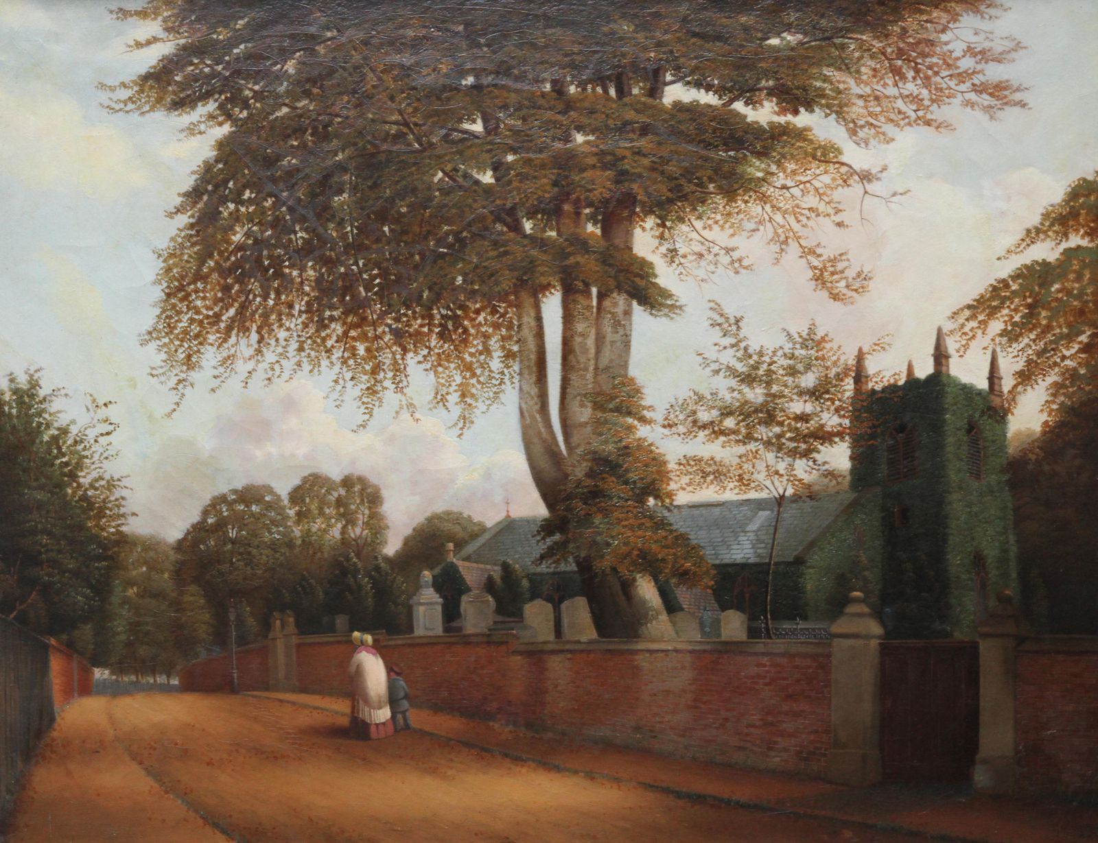 William Bromleyedgbaston Church Birmingham   British 1880 Victorian Art Landscape Oil Painting Circa 1880 photo vintage