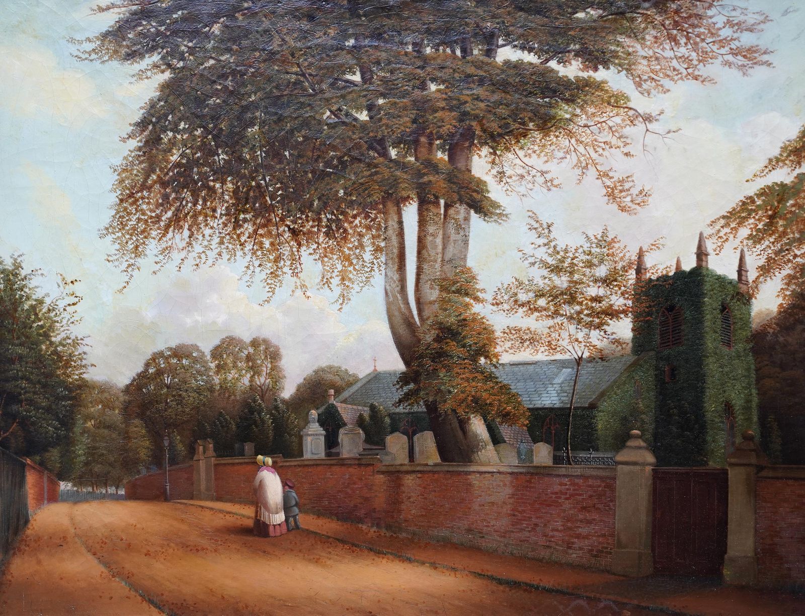 photo for sale William Bromleyedgbaston Church Birmingham   British 1880 Victorian Art Landscape Oil Painting Circa 1880