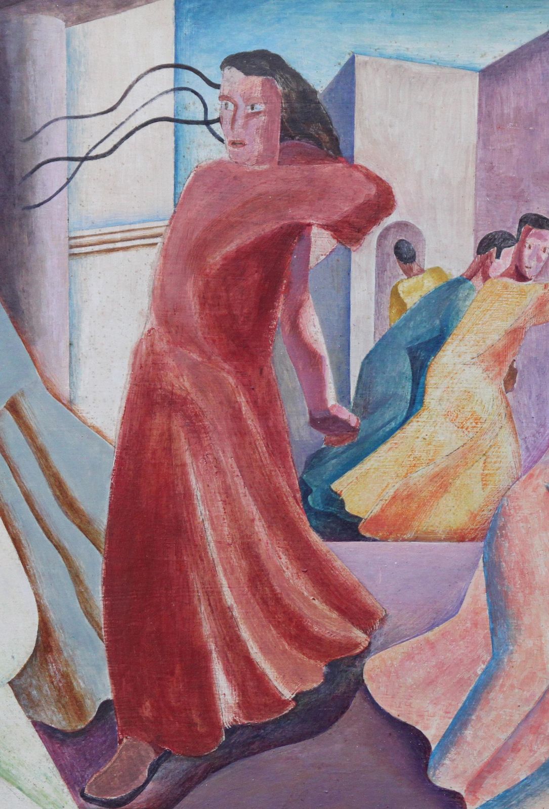 Augustus Lunnchrist Expelling Money Changers   British 30's Surrealist Art Religious Interiorcirca 1935 photo 4489.0