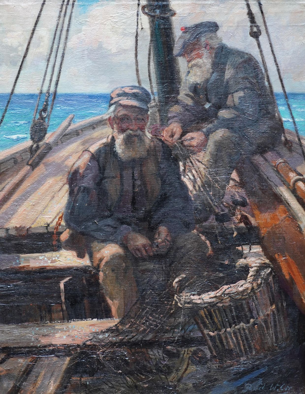photo for sale Patrick William Orrfishermen Sailors At Sea   Scottish Victorian Art Marine Portrait Oil Paintingcirca 1880