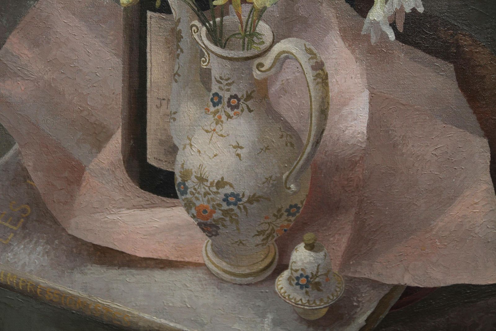 Mary Kent Harrisonfrench Coffee Pot   British Exh Art 1960s Floral Still Life Oil Painting Flowers1960 photo 4489.0