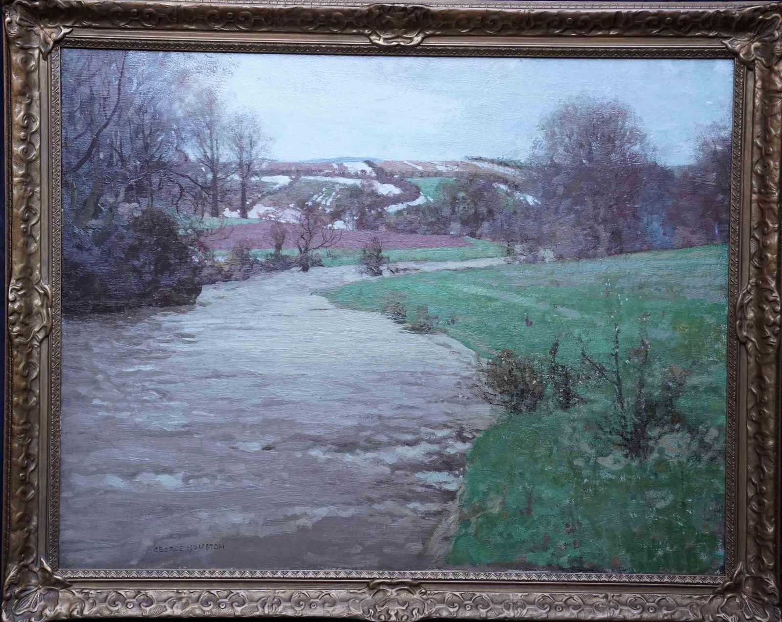 George Houstonspring, River Ayr   Scottish Impressionist Art Landscape Oil Painting Scotlandcirca 1920