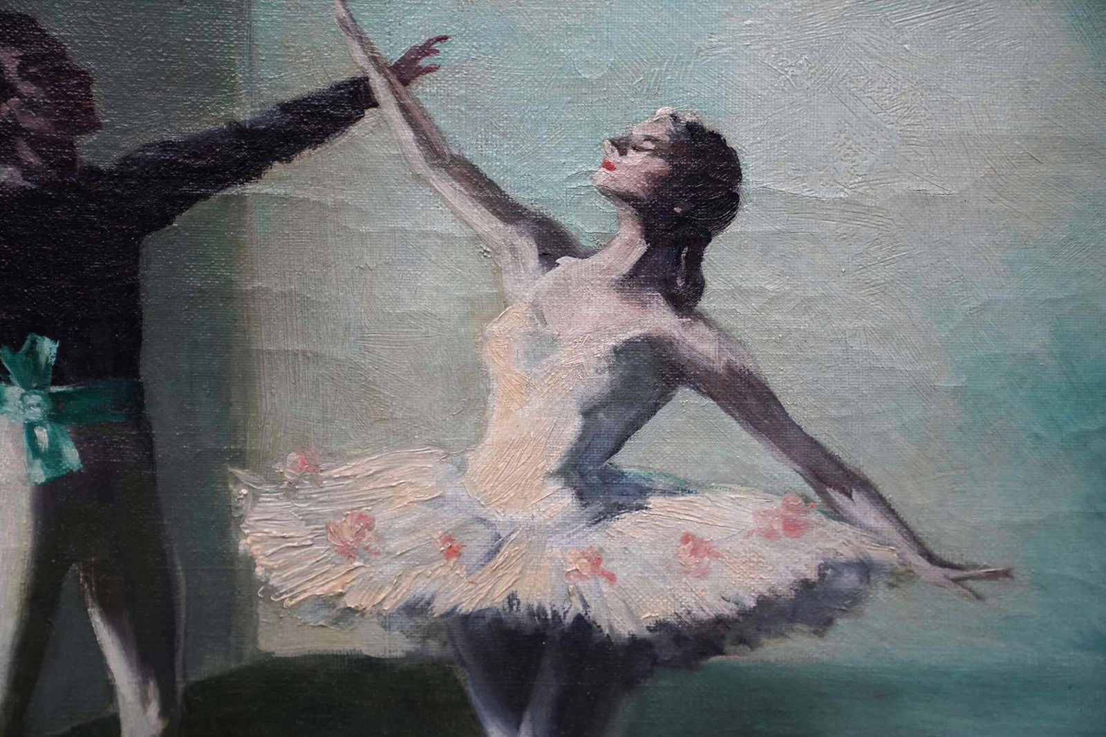 Elizabeth Bridgeballerinas Pas De Deux   British 1950's Ballet Dancers Art Oil Painting Dance1951 photo Art