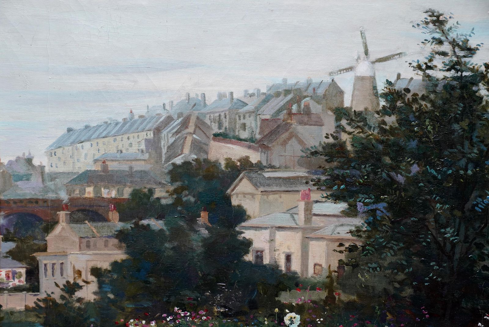David Fultoncity Garden With Windmill Beyond   Scottish 19th Century Landscape Oil Paintingcirca 1890 photo vinterior