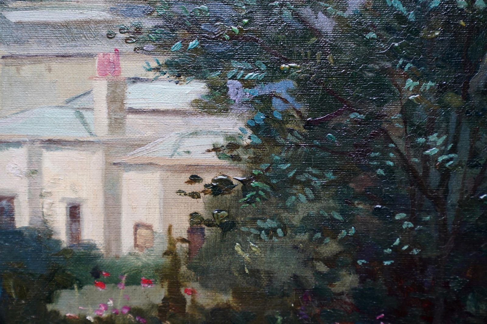David Fultoncity Garden With Windmill Beyond   Scottish 19th Century Landscape Oil Paintingcirca 1890 photo vintage