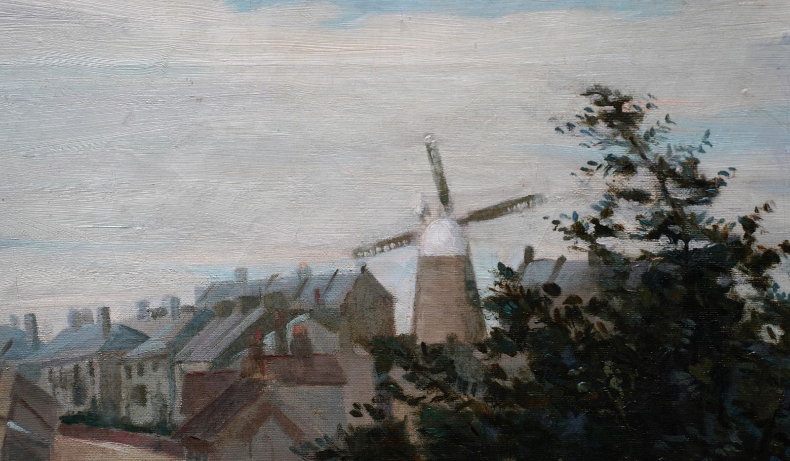 photo furniture David Fultoncity Garden With Windmill Beyond   Scottish 19th Century Landscape Oil Paintingcirca 1890