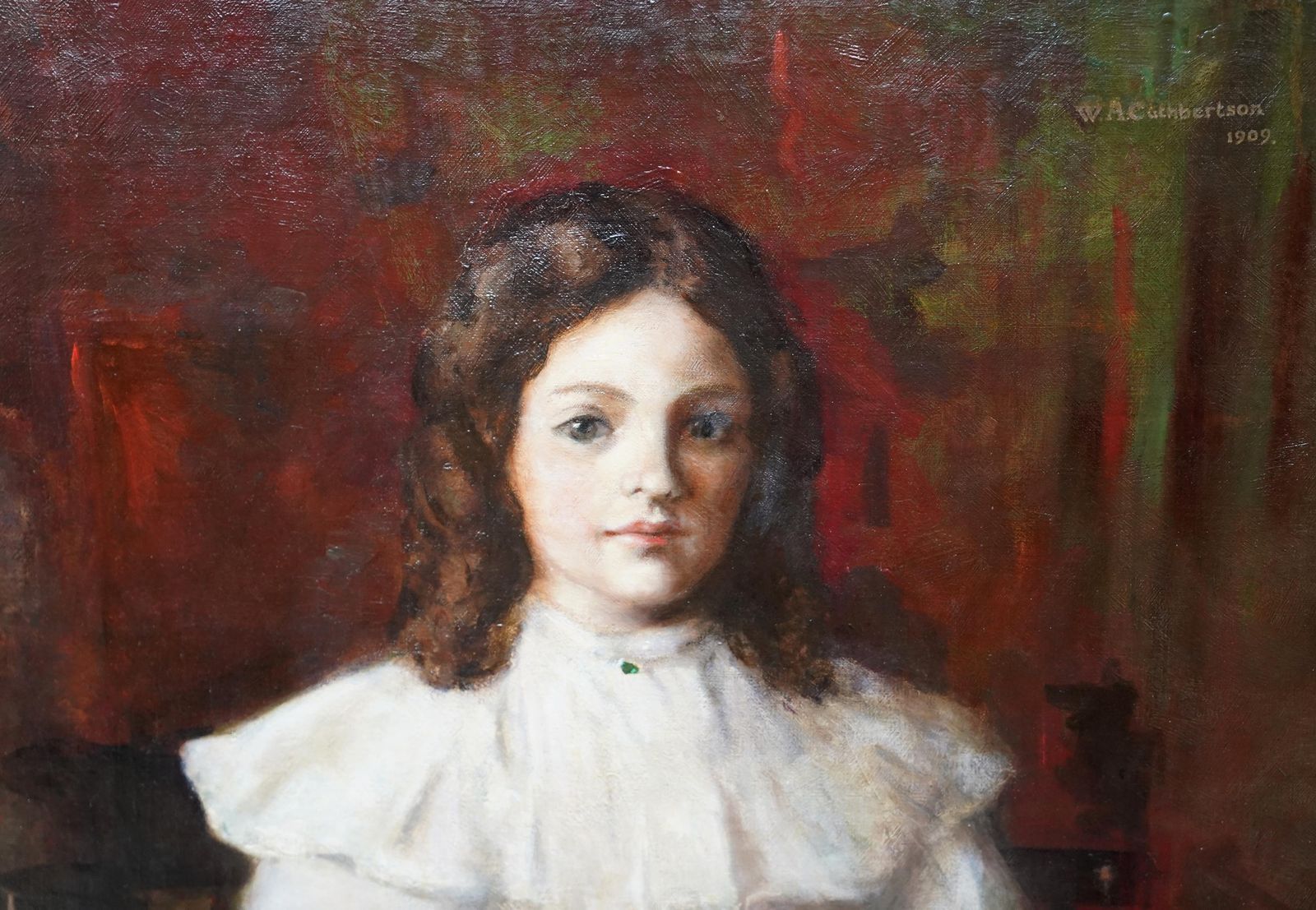 William Alexander Cuthbertsonedwardian Portrait Of A Young Girl   Scottish 1909 Art Portrait Oil Painting1909 photo 4693.0