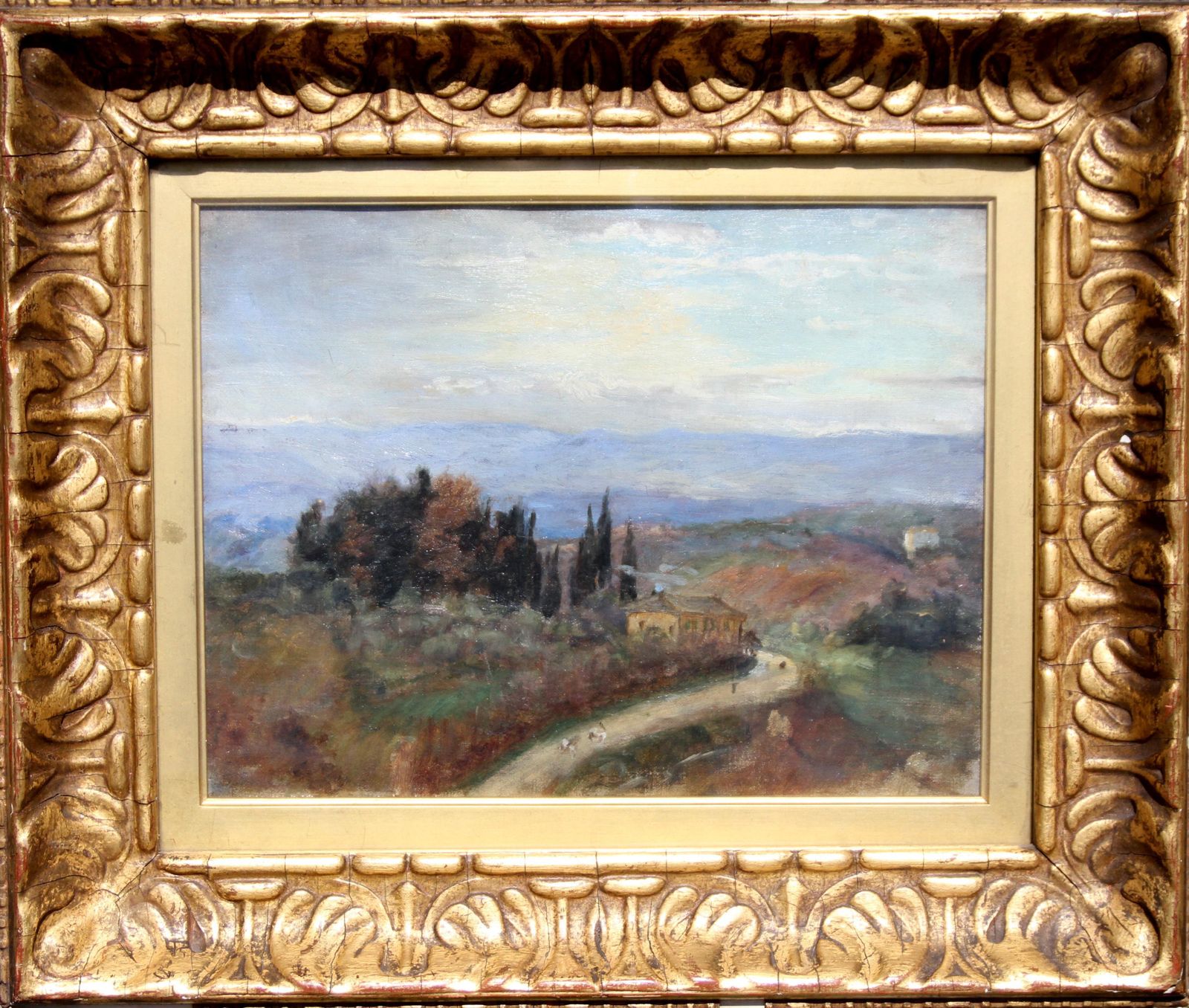 Susan Isabel Dacreitalian Landscape   British 19thc Art Impressionist Oil Painting Female Artist 1885 photo vintage