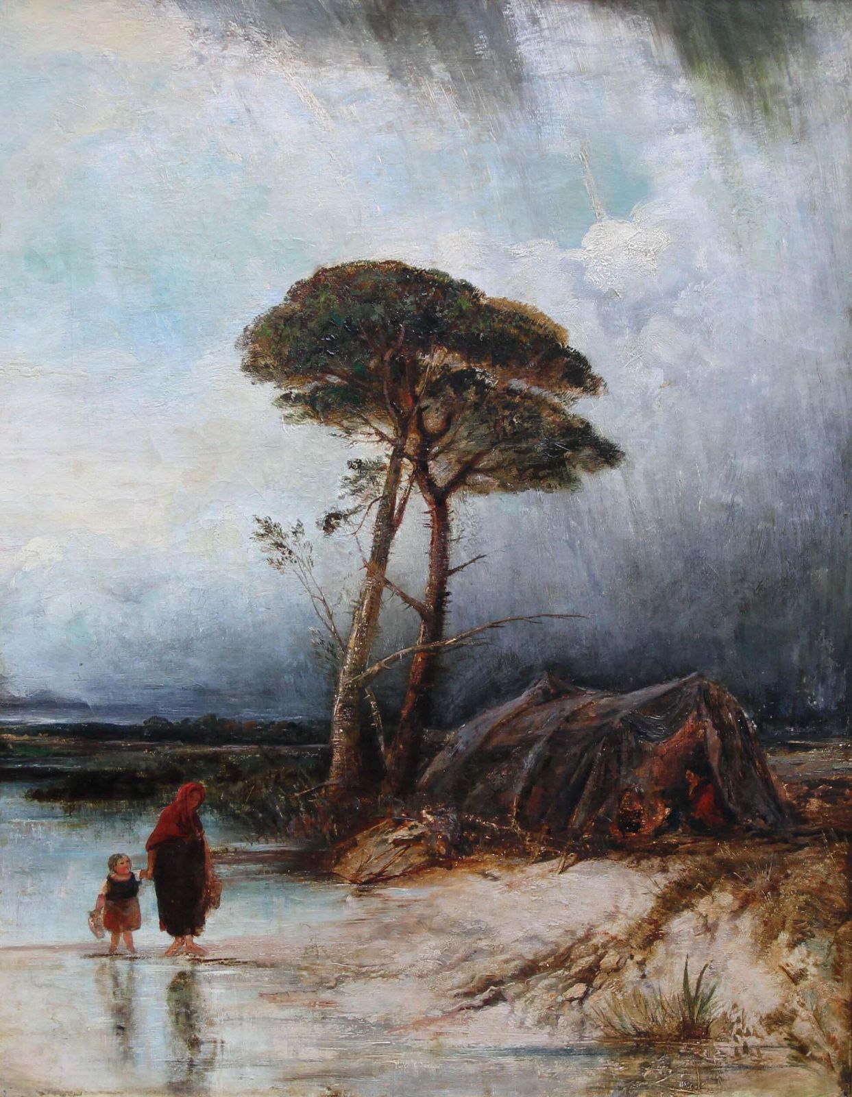 photo for sale (Circle Of) David Coxrainy Landscape   Impressionist Victorian Art Oil Painting Famous Weather Artistcirca 1850