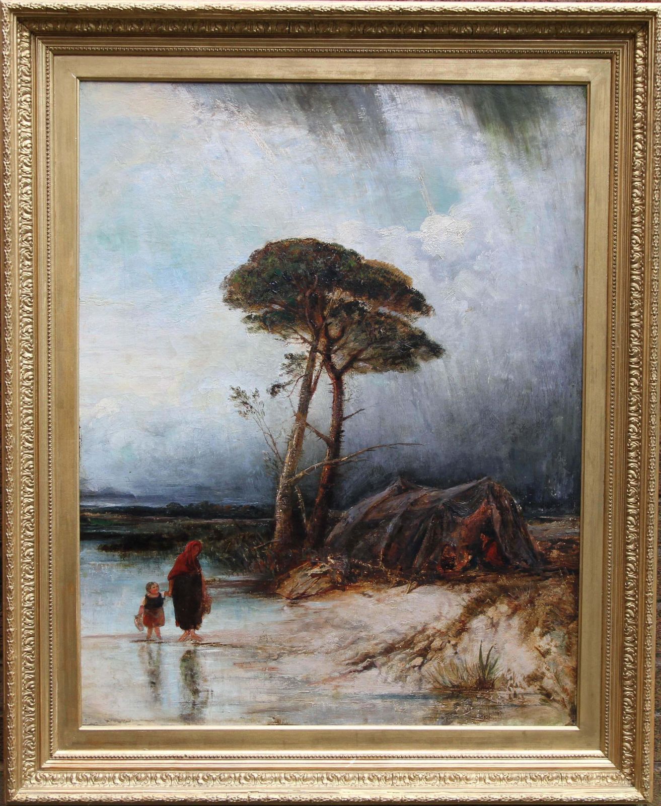 Art (Circle Of) David Coxrainy Landscape   Impressionist Victorian Art Oil Painting Famous Weather Artistcirca 1850 photo