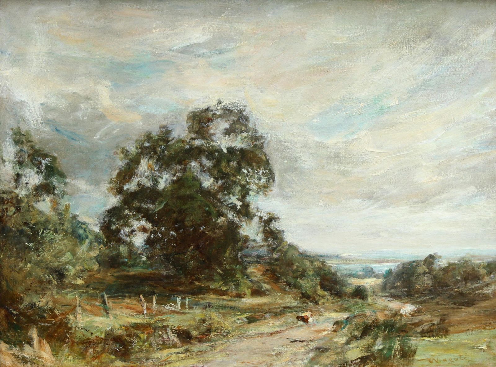 photo for sale Sir Charles James Lawton Wingateglimpse Of The Sea   Scottish 1915 Art Impressionist Landscape Oil Painting Circa 1915