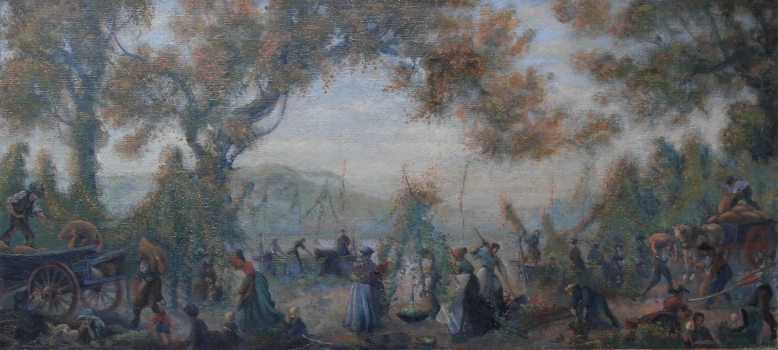 photo furniture Franklin Whitesummer Fair   British Art Twenties Slade School Oil Painting Village Landscapecirca 1920