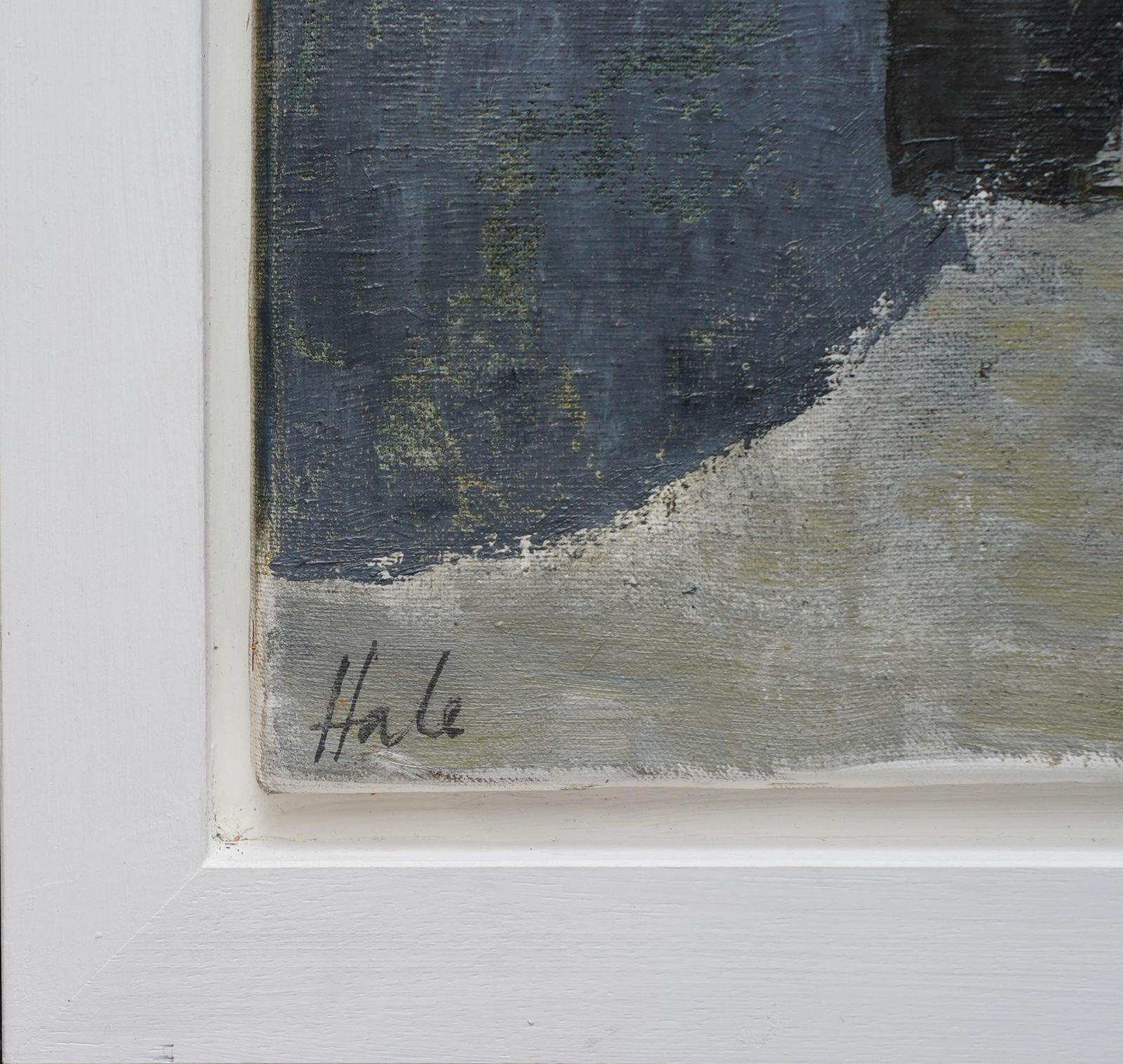 photo for sale Helen Halewaterfront   British 1960's Art Abstract Expressionist Exhibited Oil Paintingcirca 1960