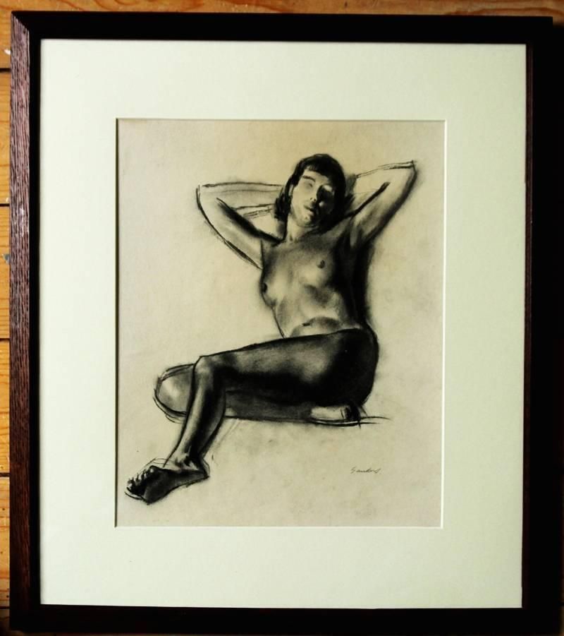 Christopher Sandersnude   British Art Deco Drawing Reclining Erotic Female Nude Portrait Ra Artistcirca 1940