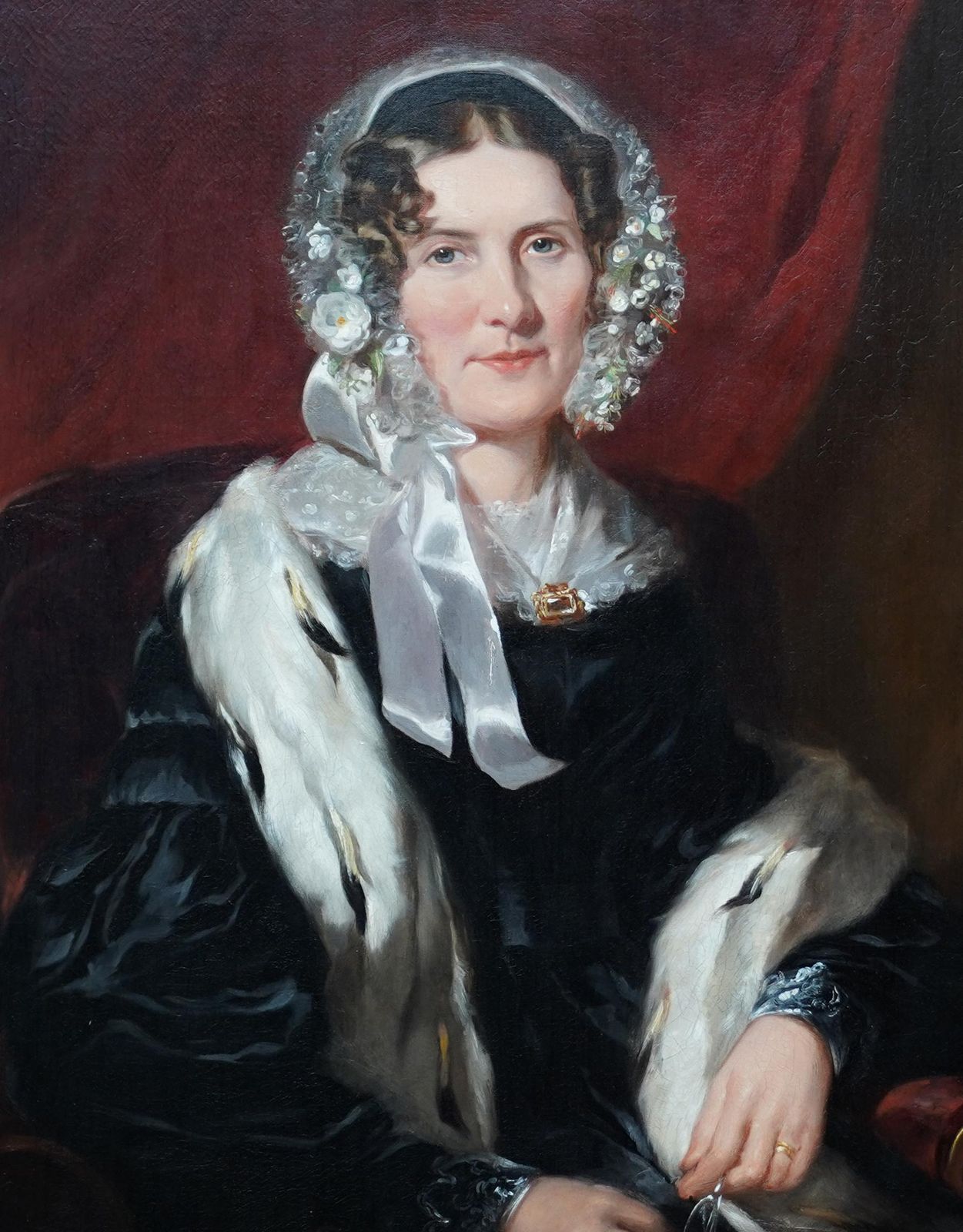 Martin Archer Shee (Circle)portrait Of Lady In Ermine Stole   British 19th Century Art Female Oil Paintingcirca 1845 photo for sale