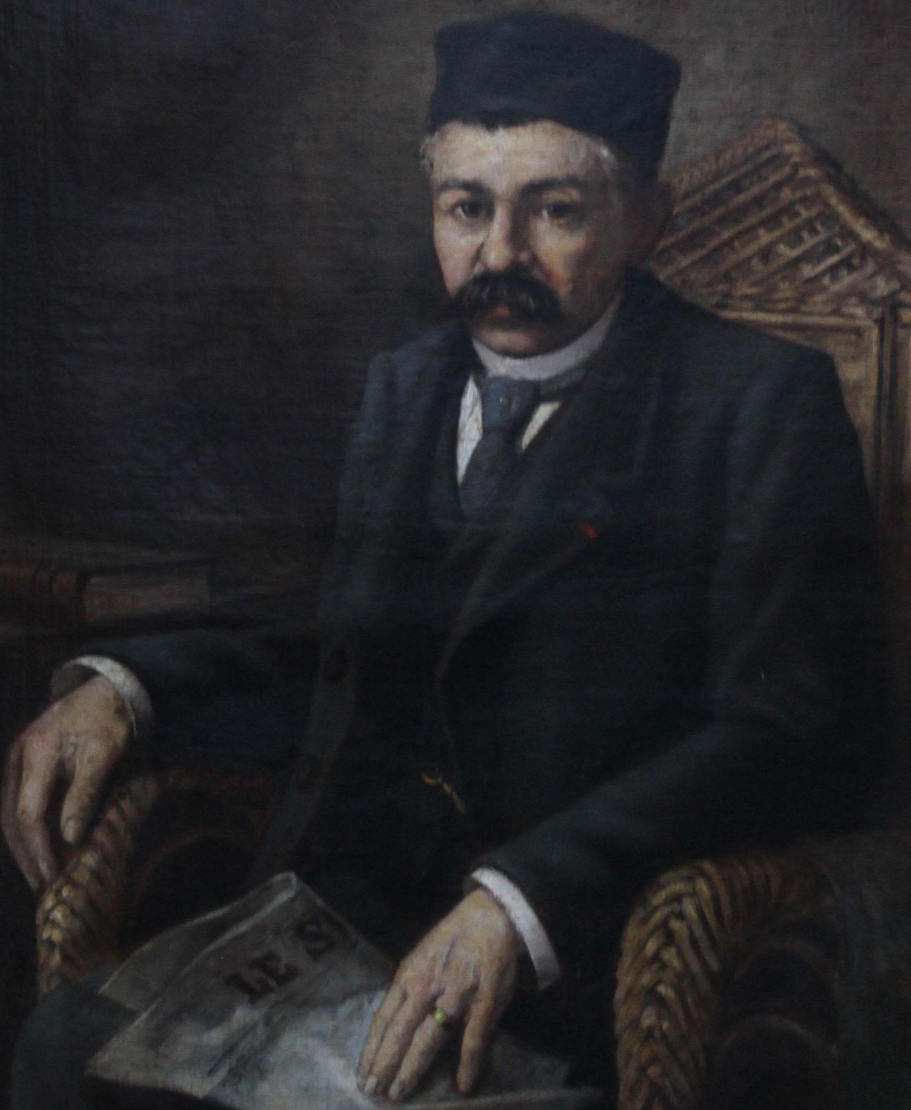 Unknownman Reading Newspaper   Orientalist Art 19th Century Portrait Oil Paintingcirca 1890 photo for sale