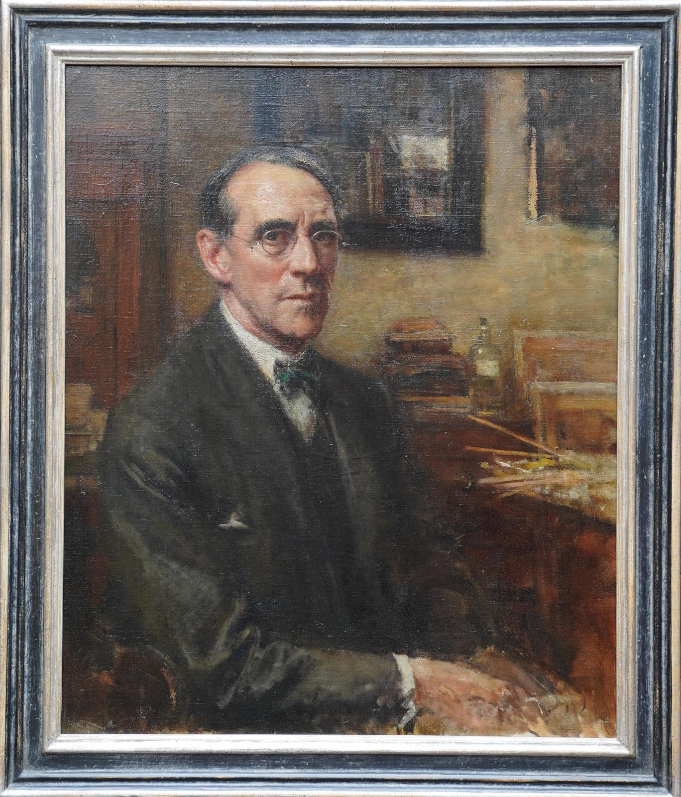 Walter Westley Russellself Portrait Of The Artist In Studio   British 1920's Art Oil Paintingcirca 1920