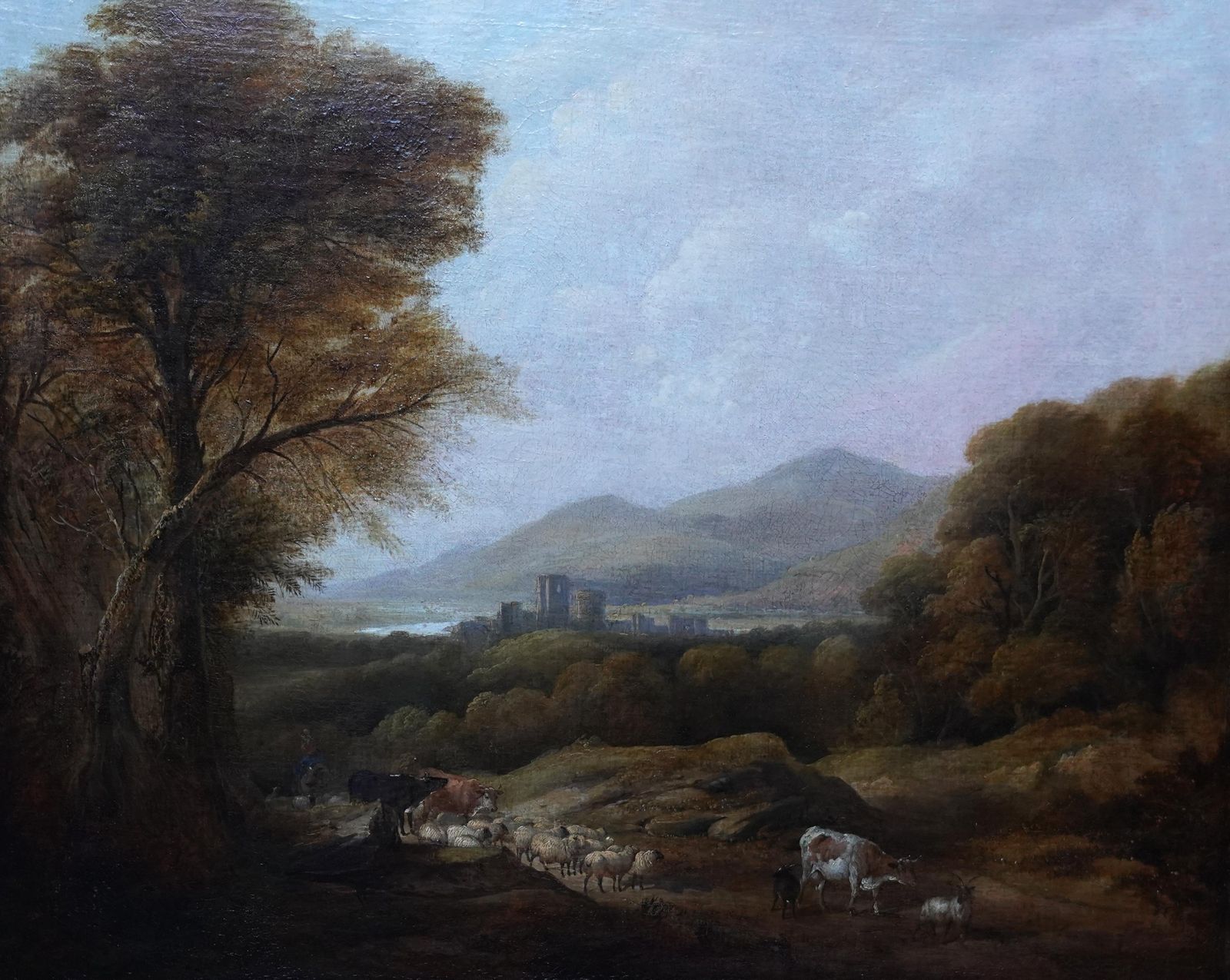 Henry Jutsum Cattle And Drover In A Landscape   British Victorian Art Landscape Oil Paintingcirca 1850 photo for sale