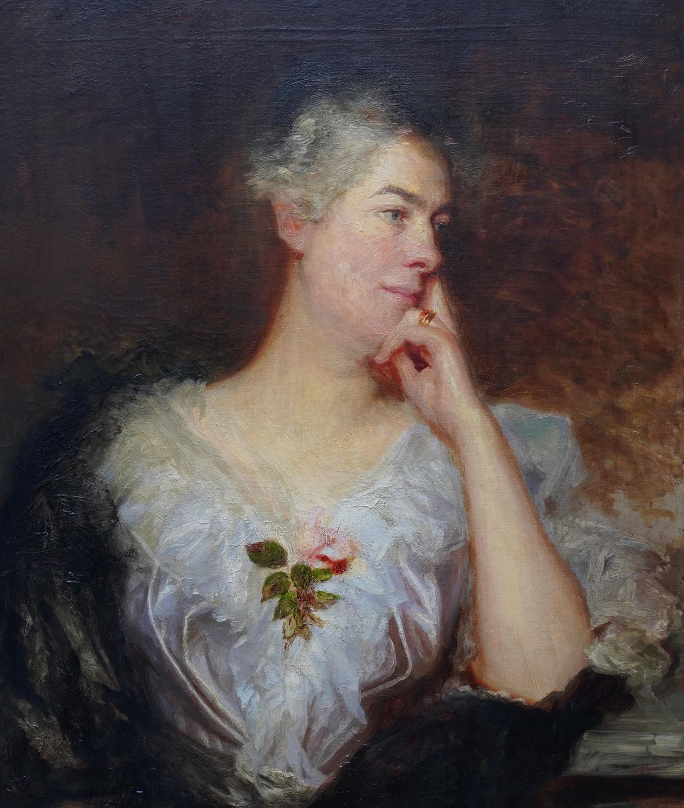 photo for sale William Etty (Circle)portrait Of A Lady With Rose   British Art Old Master Portrait Oil Paintingcirca 1840