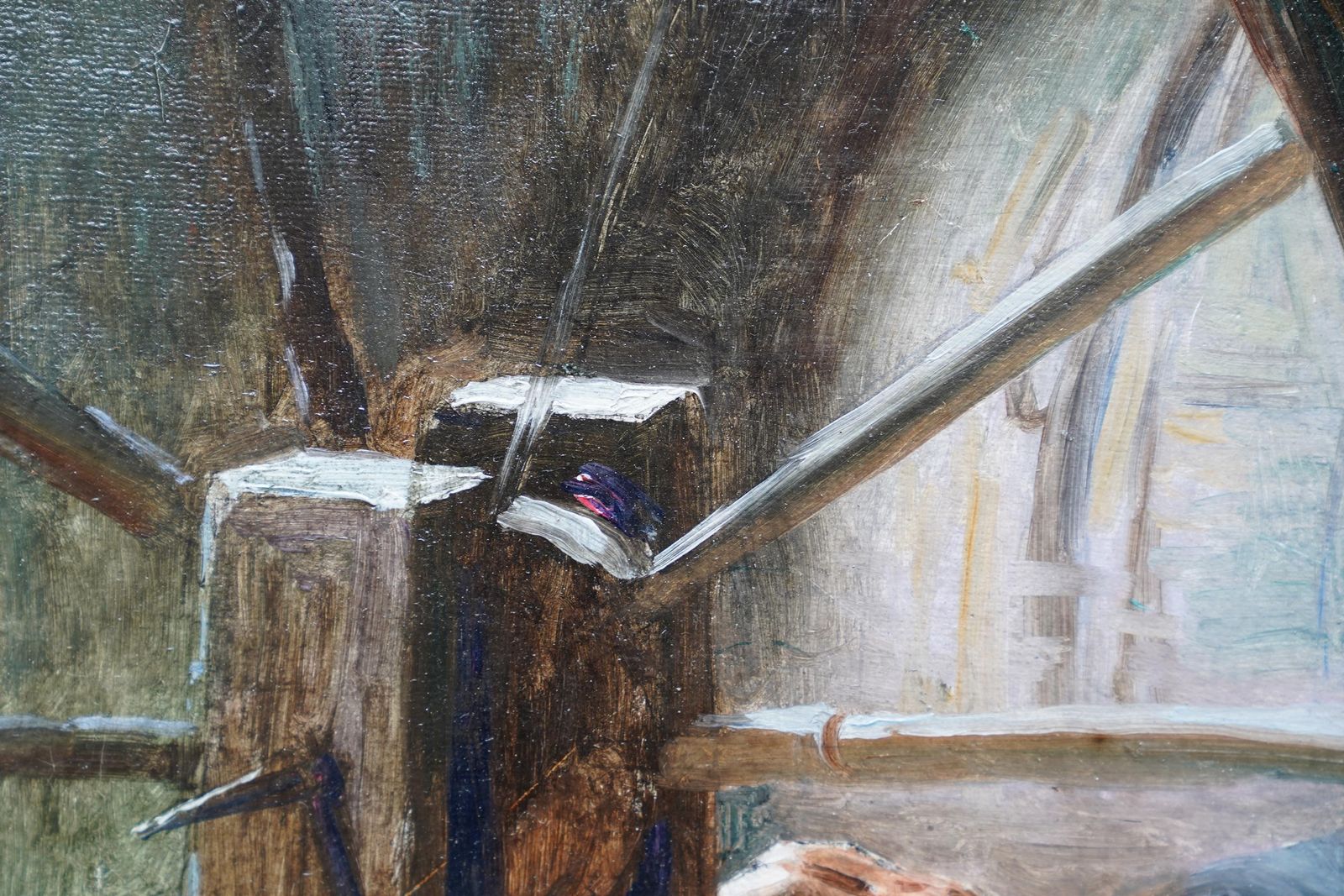 William Albert Ablettportrait Of Lady At Spinning Wheel   French 1901 Interior Portrait Oil Painting1901 photo vintage