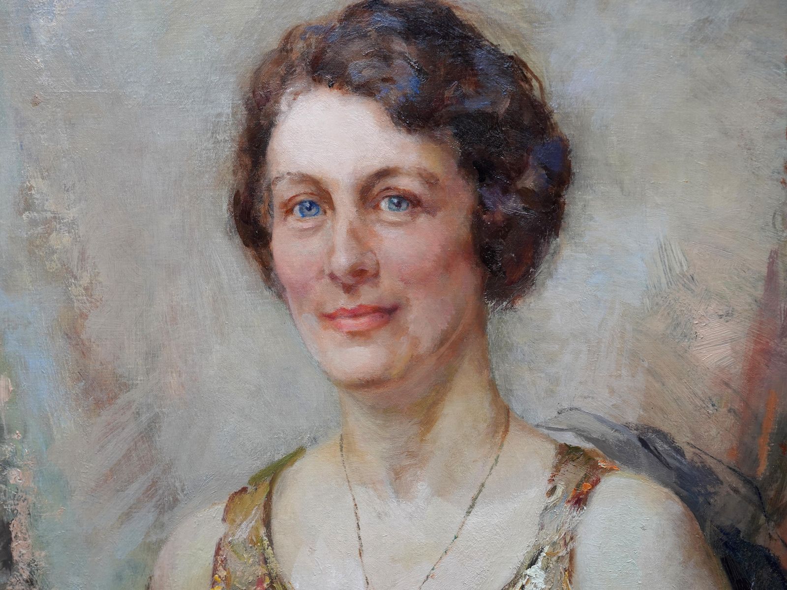 Elsie Marchportrait Of A Lady With Pendant   British Art Deco 30's Portrait Oil Painting1933 photo vinterior